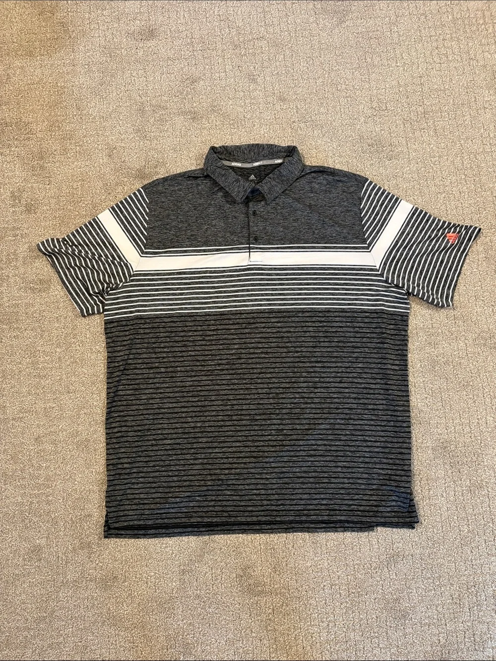 Adidas Men's Grey Striped Polo Shirt - Performance Style